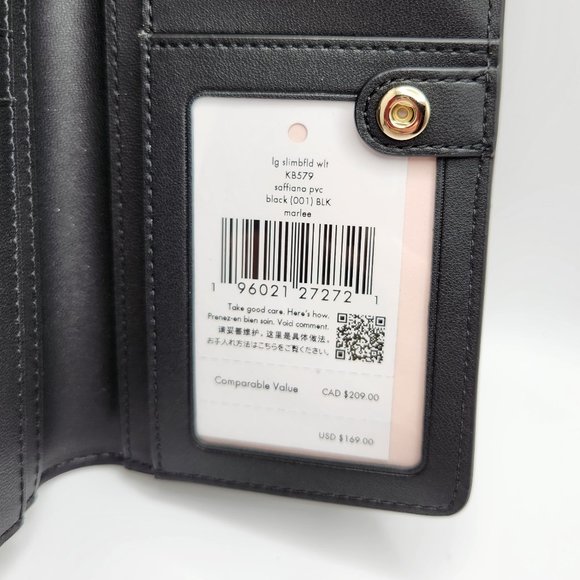 Kate Spade Slim Billfold Wallet - Saffiano Leather - Black - NWT - Picture 6 of 6